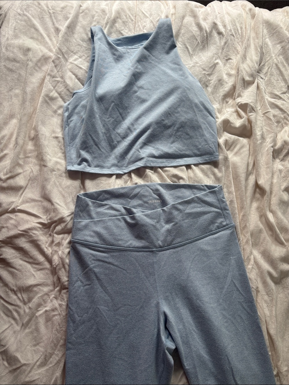 Old Navy Sky Blue High-Waist Leggings with Cropped Tank